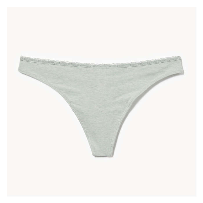 Women's Cotton Lace Thong - Light Green Mix